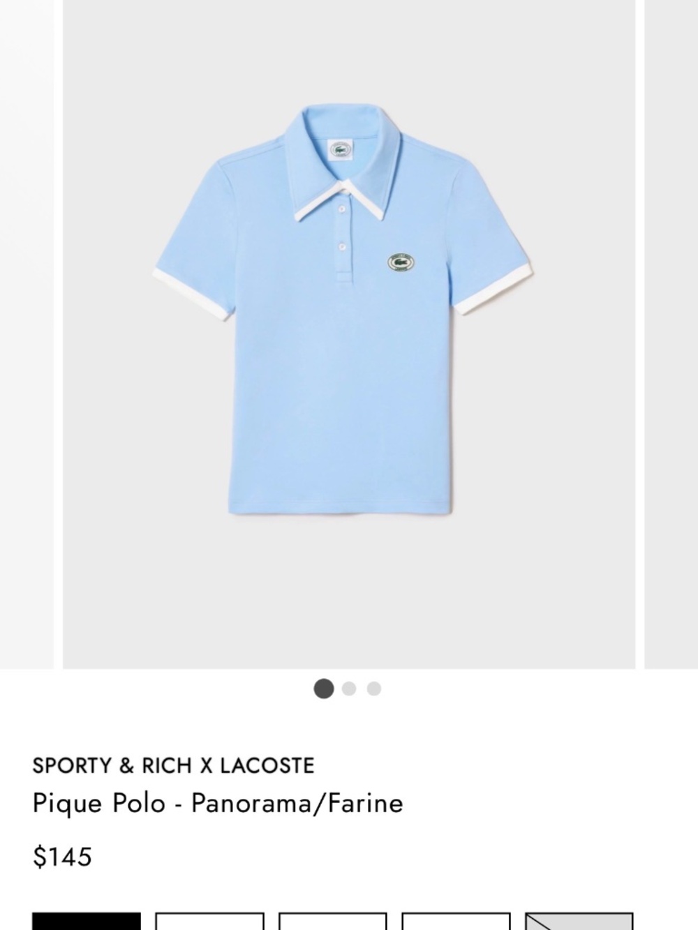 Lacoste x Sporty & Rich Blue Polo Shirt Size 38 NWT